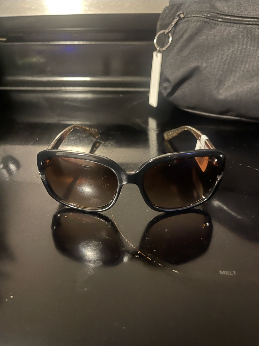 Coach Black Frame Sunglasses with Brown Gradient Lenses